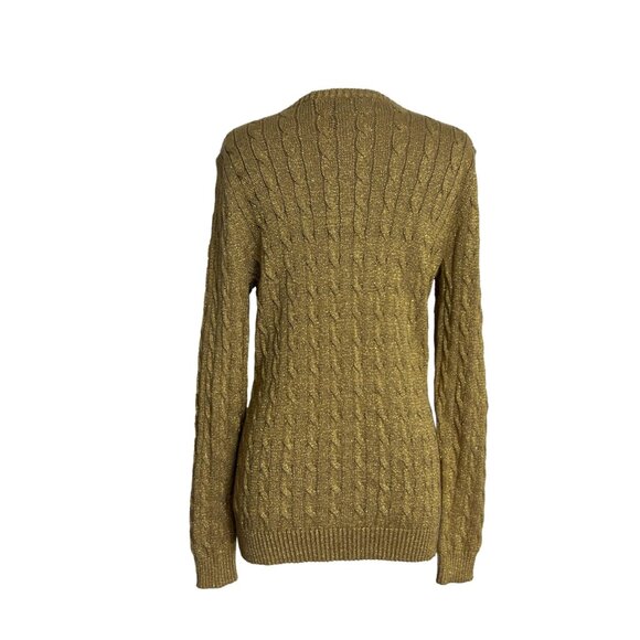Ralph Lauren LRL Womens Sweater Size Large Gold Metallic Holiday Party Christmas - Picture 3 of 7